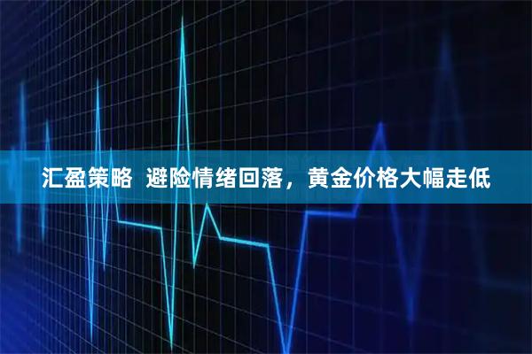 汇盈策略  避险情绪回落，黄金价格大幅走低