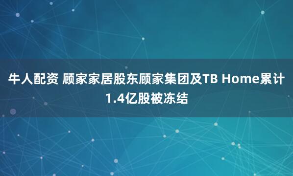 牛人配资 顾家家居股东顾家集团及TB Home累计1.4亿股被冻结