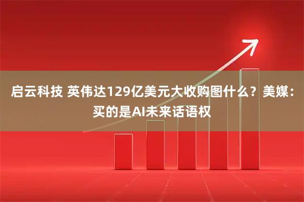 启云科技 英伟达129亿美元大收购图什么？美媒：买的是AI未来话语权